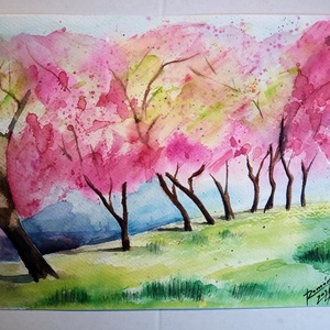 Tavasz Tájkép , Művészet, Grafika & Illusztráció, Művészi nyomat, Festészet, Fotó, grafika, rajz, illusztráció, MESKA