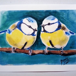 Madarak Akvarell, kék cinege, pozitív pszichológiájú grafika, vidámság, , Művészet, Festmény, Akvarell, Festészet, Fotó, grafika, rajz, illusztráció, MESKA