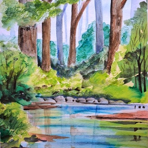 Éltető víz akvarell festmény - Meska.hu