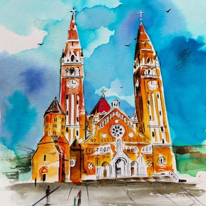 SZEGED, Eredeti akvarell  , Művészet, Festmény, Akvarell, Festészet, Gyertya-, mécseskészítés, MESKA