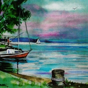 Balatoni akvarell festmény  - művészet - festmény - akvarell - Meska.hu