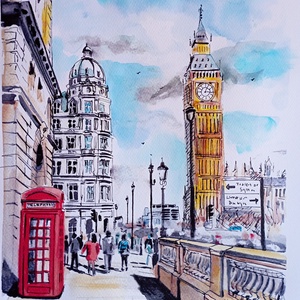 London, #BigBan, #londoni akvarell, nem print - Meska.hu
