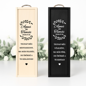 Egyedi Szülőköszöntő boros doboz, Ajándék szülőknek, Fa boros doboz, Szülőköszöntő bortartó, Feliratozott fa boros doboz - Meska.hu