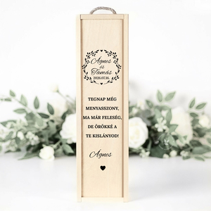 Egyedi Szülőköszöntő boros doboz, Ajándék szülőknek, Fa boros doboz, Szülőköszöntő bortartó, Feliratozott fa boros doboz - esküvő - emlék & ajándék - szülőköszöntő ajándék - Meska.hu