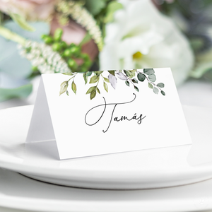 Greenery Ültetőkártya, Zöld Leveles Névkártya, Esküvői Ültetőkártya, Asztali Ültetőkártya, Esküvő, Meghívó & Kártya, Ültetési rend, Fotó, grafika, rajz, illusztráció, MESKA