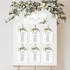 Ültetési rend, Esküvői Asztalszám, Greenery Asztalszám, Esküvő Asztal, Ültetésirend, Ülésrend, Esküvő, Meghívó & Kártya, Ültetési rend, Fotó, grafika, rajz, illusztráció, MESKA