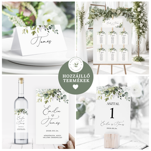 Esküvői Menü, Eskűvő Étlap, Étlap, Menü, Esküvő Vacsora, Esküvői Asztal, Zöld Étlap, Zöld Esküvői Étlap, Greenery Menü - esküvő - meghívó & kártya - menü - Meska.hu