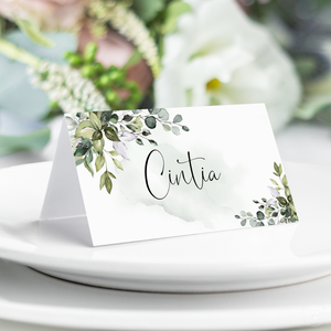 Zöld Leveles Ültetőkártya, Esküvői Ültetőkártya, Asztali Ültetőkártya, Esküvői asztal, Greneery névkártya, Esküvő, Meghívó & Kártya, Ültetési rend, Fotó, grafika, rajz, illusztráció, MESKA