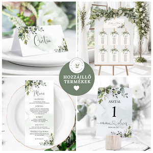 Zöld Leveles Ültetőkártya, Esküvői Ültetőkártya, Asztali Ültetőkártya, Esküvői asztal, Greneery névkártya - esküvő - meghívó & kártya - ültetési rend - Meska.hu