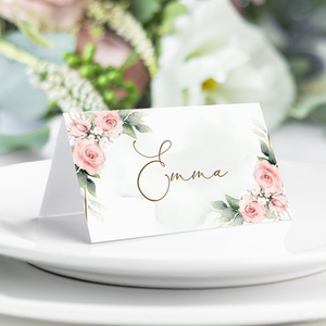 Rózsás Ültetőkártya, Esküvői Ültetőkártya, Asztali Ültetőkártya, Esküvői asztal, Arany Geometrikus névkártya - Meska.hu