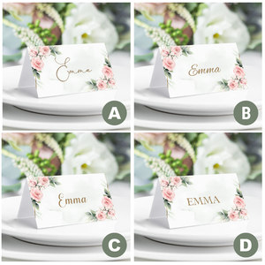 Rózsás Ültetőkártya, Esküvői Ültetőkártya, Asztali Ültetőkártya, Esküvői asztal, Arany Geometrikus névkártya - esküvő - meghívó & kártya - ültetési rend - Meska.hu