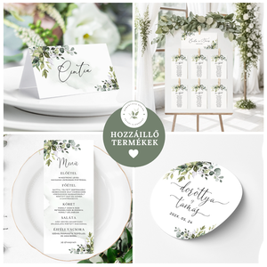 Greenery Esküvői Meghívó, Zöld leveles, Watercolor meghívó - esküvő - meghívó & kártya - meghívó - Meska.hu