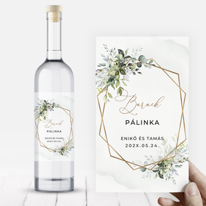 Arany És Zöld Pálinkás Üvegcímke, Geometrikus Esküvői Címke, Esküvői Pálinkás Matrica, Pálinka Címke, Pálinkás Címke - esküvő - dekoráció - tálalás - Meska.hu