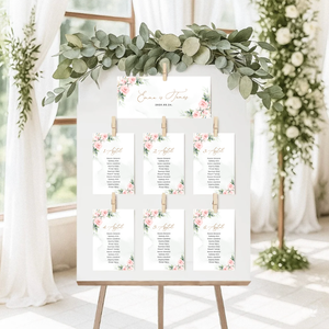 Ültetési rend, Esküvői Asztalszám, Rózsás Asztalszám, Esküvő Asztal, Ültetésirend, Ülésrend, Greenery, Zöld leveles - Meska.hu