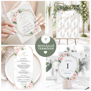 Rózsás Ültetőkártya, Esküvői Ültetőkártya, Asztali Ültetőkártya, Esküvői asztal, Arany Geometrikus névkártya - esküvő - meghívó & kártya - ültetési rend - Meska.hu