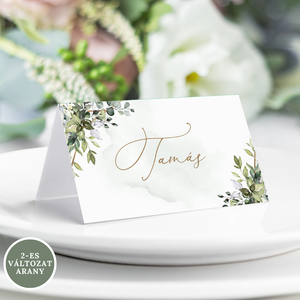 Zöld Leveles Ültetőkártya, Esküvői Ültetőkártya, Asztali Ültetőkártya, Esküvői asztal, Greneery névkártya - esküvő - meghívó & kártya - ültetési rend - Meska.hu