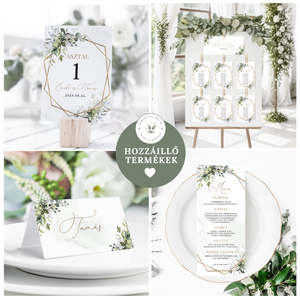 Zöld leveles ültetésirend, Esküvői Asztalszám, Greenery Asztalszám, Esküvő Asztal, Ültetésirend, Ülésrend - esküvő - meghívó & kártya - ültetési rend - Meska.hu