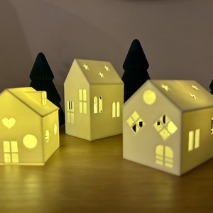 Világító mécsestartó házikók, karácsonyi dekor , Karácsony, Karácsonyi lakásdekoráció, Karácsonyi falu, házikó, Mindenmás, MESKA