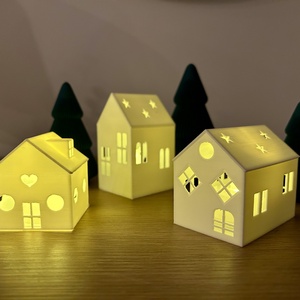 Világító mécsestartó házikók, karácsonyi dekor  - karácsony - karácsonyi lakásdekoráció - karácsonyi falu, házikó - Meska.hu