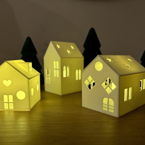 Világító mécsestartó házikók, karácsonyi dekor  - karácsony - karácsonyi lakásdekoráció - karácsonyi falu, házikó - Meska.hu