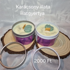 Fémtégelyes gyertya, karácsonyi gyertya , Otthon & Életmód, Gyertya, illat, aroma, Gyertya, Gyertya-, mécseskészítés, MESKA