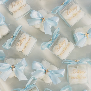 Köszönőajándék mini bubble alakú gyertyakülönlegesség esküvőre masnival és matricával/ vagy arany felirattal - esküvő - emlék & ajándék - köszönőajándék - Meska.hu