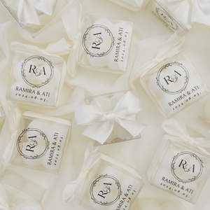 Köszönőajándék mini bubble alakú gyertyakülönlegesség esküvőre masnival és matricával/ vagy arany felirattal - esküvő - emlék & ajándék - köszönőajándék - Meska.hu