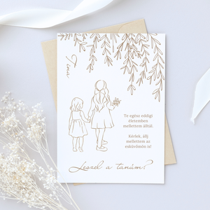 Tanúfelkérő kártya (vonalrajz), Esküvő, Meghívó & Kártya, Tanú felkérő, Fotó, grafika, rajz, illusztráció, MESKA