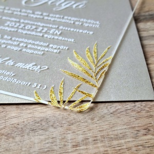 GOLD GLITTER esküvői meghívó (plexi / akril) - esküvő - meghívó & kártya - meghívó - Meska.hu