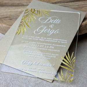 GOLD GLITTER esküvői meghívó (plexi / akril) - esküvő - meghívó & kártya - meghívó - Meska.hu