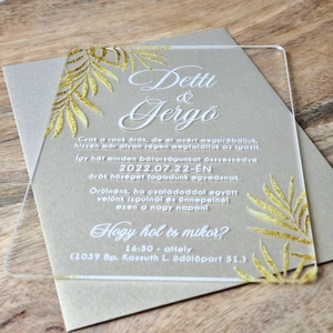 GOLD GLITTER esküvői meghívó (plexi / akril) - esküvő - meghívó & kártya - meghívó - Meska.hu