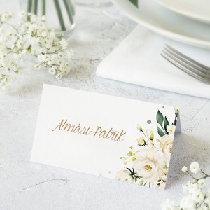 WHITE FLOWERS ültetőkártya - esküvő - meghívó & kártya - ültetési rend - Meska.hu
