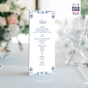 ROMANTIC BLUE menülap - esküvő - dekoráció - helyszíni dekor - Meska.hu
