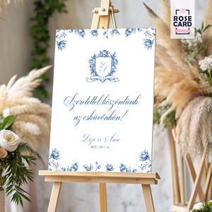 BLUE ROMANTIC üdvözlő tábla, Esküvő, Meghívó & Kártya, Ültetési rend, Papírművészet, Fotó, grafika, rajz, illusztráció, MESKA
