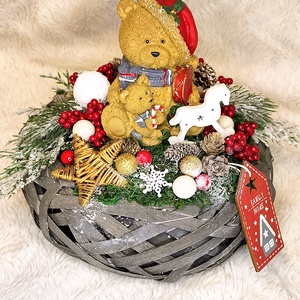 Macis asztaldísz, Karácsony, Adventi díszek, Adventi asztaldísz, Virágkötés, MESKA