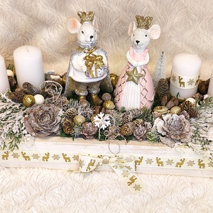 Egérkés adventi asztaldísz - Meska.hu