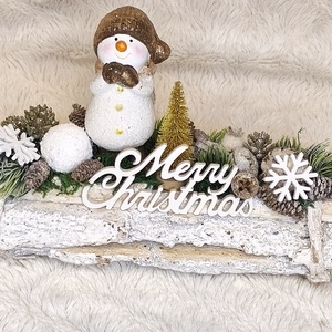 Hóemberkés karácsonyi asztaldísz, Karácsony, Adventi díszek, Adventi asztaldísz, Virágkötés, MESKA