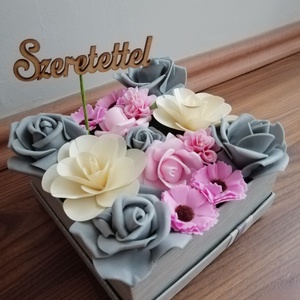 Virágbox, asztaldísz - Meska.hu