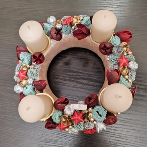 Adventi koszorú színes termésekkel - karácsony - adventi díszek - adventi koszorú - Meska.hu