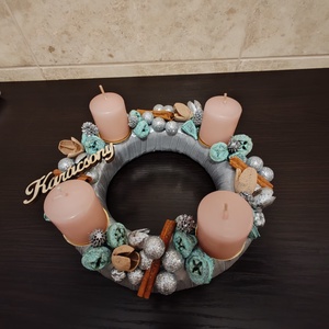 Adventi koszorú Karácsony felirattal - karácsony - adventi díszek - adventi koszorú - Meska.hu