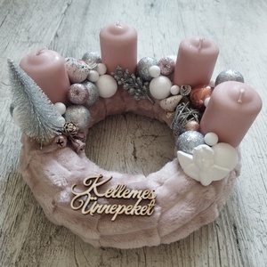 Púder színű Adventi koszorú  - karácsony - adventi díszek - adventi koszorú - Meska.hu