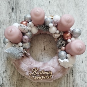 Púder színű Adventi koszorú  - karácsony - adventi díszek - adventi koszorú - Meska.hu