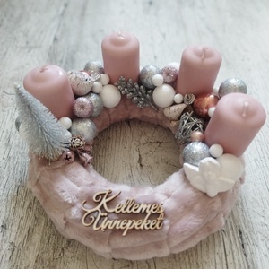 Púder színű Adventi koszorú , Karácsony, Adventi díszek, Adventi koszorú, Mindenmás, MESKA