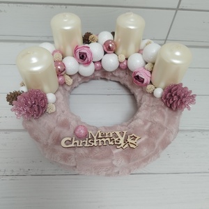Púder színű Adventi koszorú  - karácsony - adventi díszek - adventi koszorú - Meska.hu