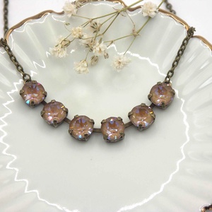 Barnás-lila árnyalatú Swarovski kristályokkal készült antik bronz színű nyaklánc - Caffé violetta - ékszer - nyaklánc - statement nyaklánc - Meska.hu