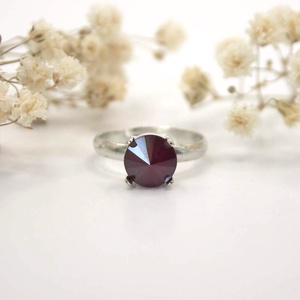 Swarovski kristályos egyköves gyűrű 8 mm-es, Rivoli csiszolású kristállyal  Választható színben - ékszer - gyűrű - kerek gyűrű - Meska.hu