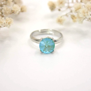 Ékszerszett zöldes-aquamarine színű Swarovski kristályokkal: medál, fülbevaló és gyűrű (díszdoboz csomagolással) - ékszer - ékszerszett - Meska.hu