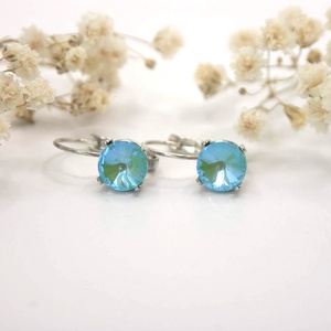 Ékszerszett zöldes-aquamarine színű Swarovski kristályokkal: medál, fülbevaló és gyűrű (díszdoboz csomagolással) - ékszer - ékszerszett - Meska.hu
