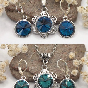 Swarovski kristályos nyaklánc, egyedi készítésú, virág formájú medállal, választható színű kristállyal - ékszer - nyaklánc - medálos nyaklánc - Meska.hu