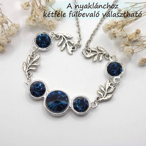 Sötétkék Swarovski kristályos, egyedi készítésú nyakék, kétféle választható fülbevalóval � Aqua Bella, Ékszer, Ékszerszett, Ékszerkészítés, MESKA